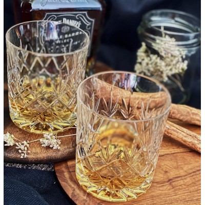 Kristallglas mit Gold Dekor 6 Whiskygläser Handbemalt Handarbeit NEU 280ml. 